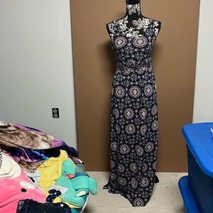 Mudd size medium maxi beach dress sun dress bohemian navy blue and pink